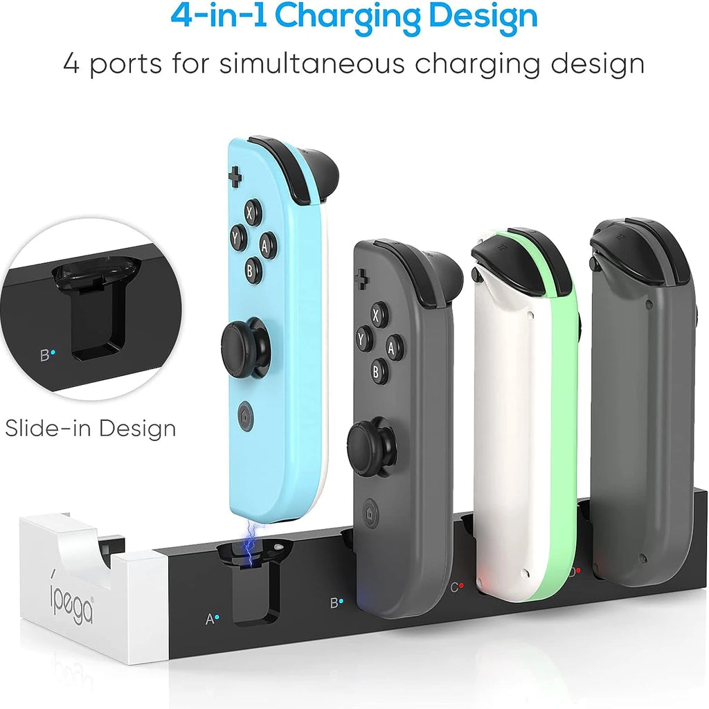 IPEGA PG-9186 Charging Dock Station for Switch&OLED - Charges Up To 4 Controllers, Compatible with Switch and OLED Model