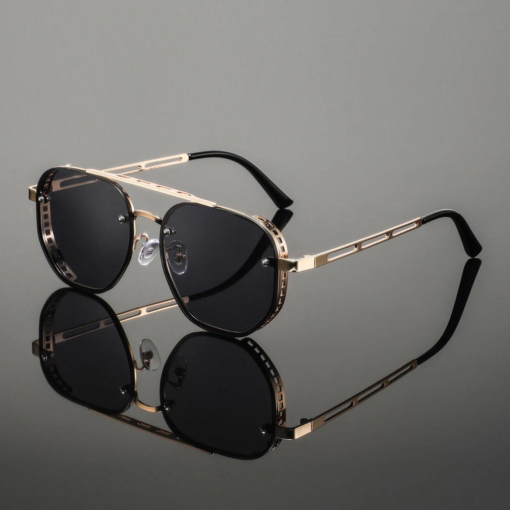 1 Pair of Men's Metal Oval Double-Bridge Glasses, Retro and Exquisite, High-End Luxury Business Style, Elegant and Trendy Fashion Eyeglass Frames, Unisex