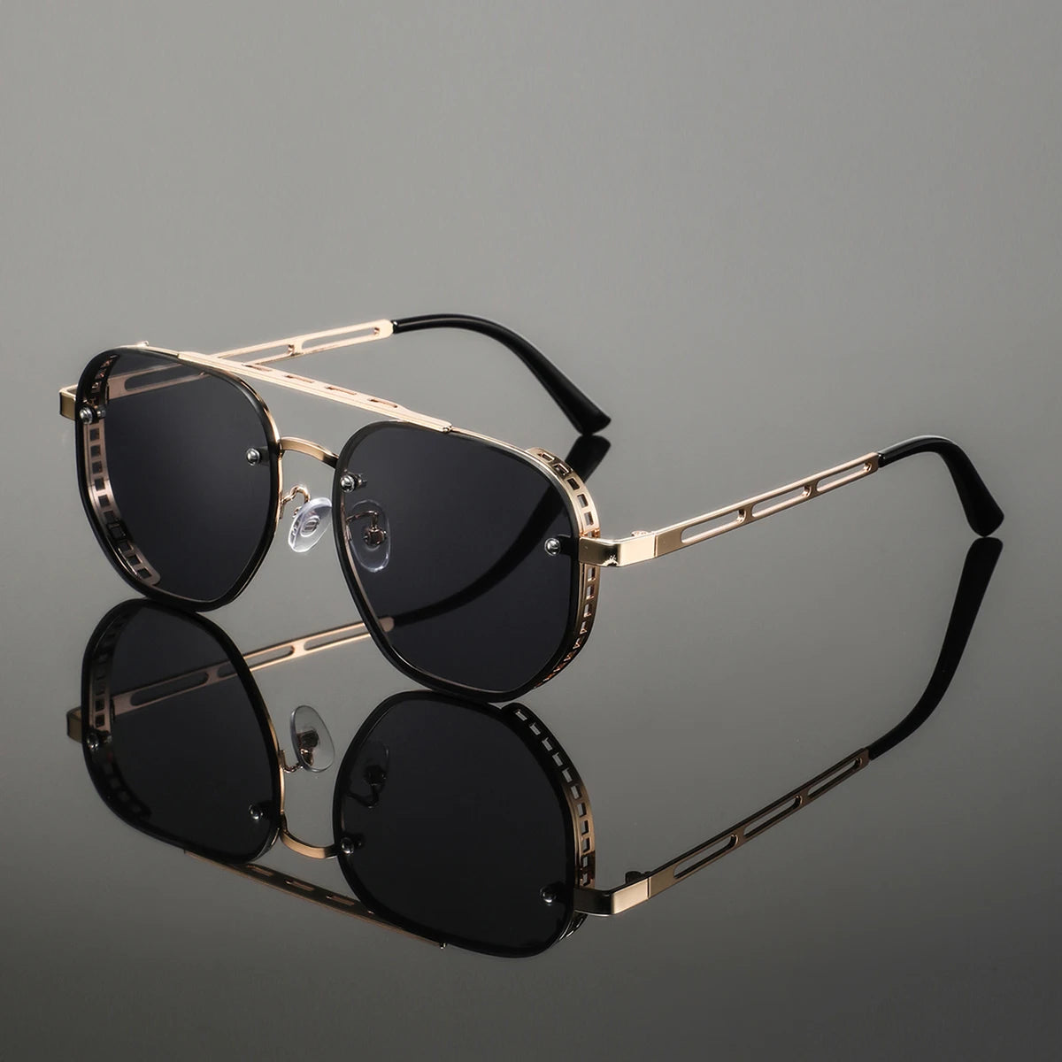 1 Pair of Men's Metal Oval Double-Bridge Glasses, Retro and Exquisite, High-End Luxury Business Style, Elegant and Trendy Fashion Eyeglass Frames, Unisex