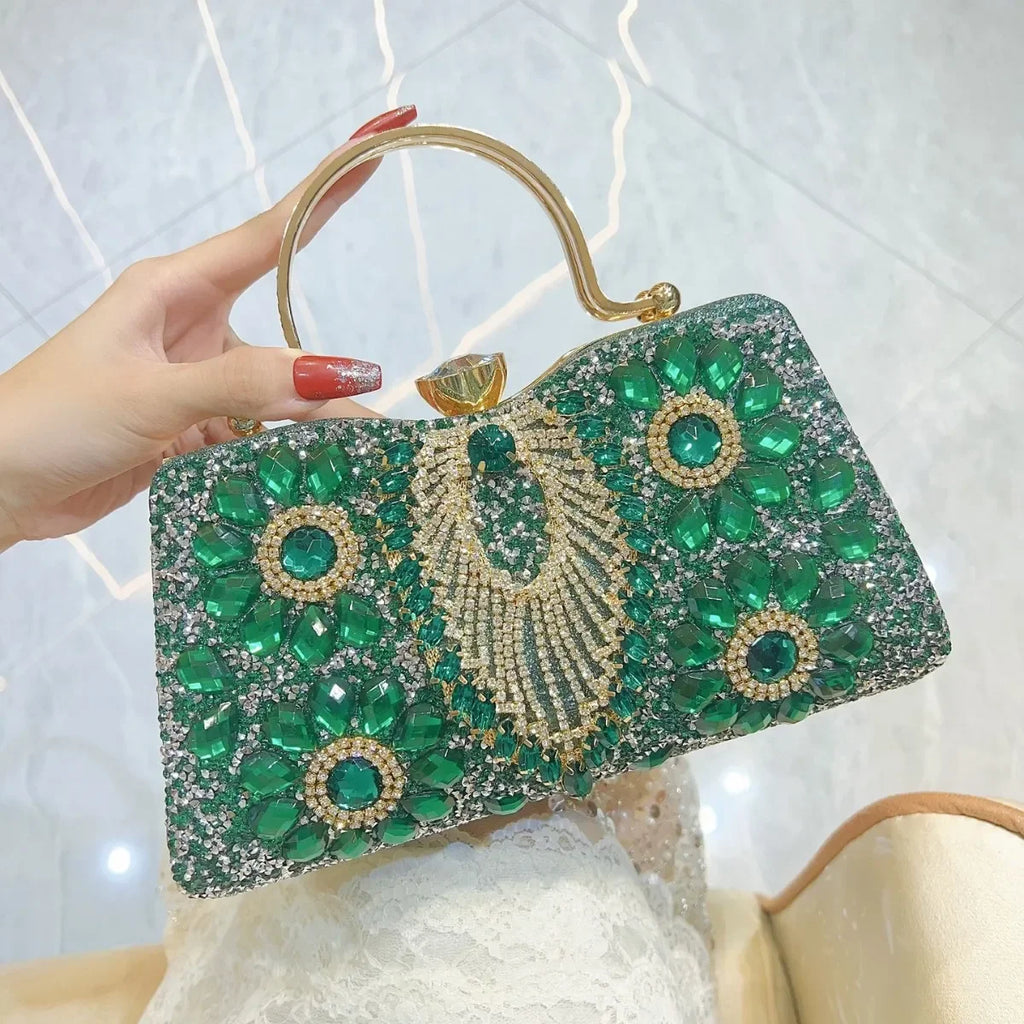 Rhinestone Women Evening Clutch Shiny Dinner Party Handbag Match For Dress Shoulder Crossbody Bag Cosmetic Phone Storage