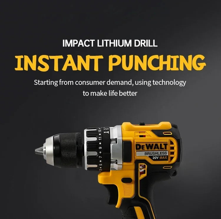 Dewalt DCD796 Cordless Brushless Impact Drill Brushless Drill Multifunctional Rechargeable Portable 18V Battery Power Tools