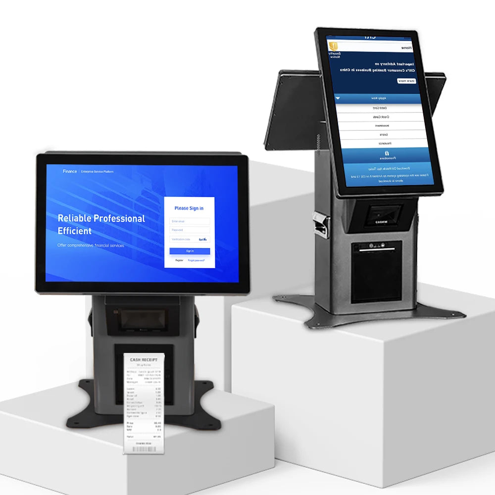 15.6Inch Desktop Self Service Kiosk Touch Screen Printer Scanner POS Holder Payment Kiosk Windows/Android for Shop Pharmacy