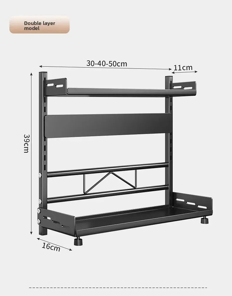 Kitchen Countertop Organizer Rack with Adjustable Feet Knife Storage Removable Shelves Multifunctional Space-Saving for Home
