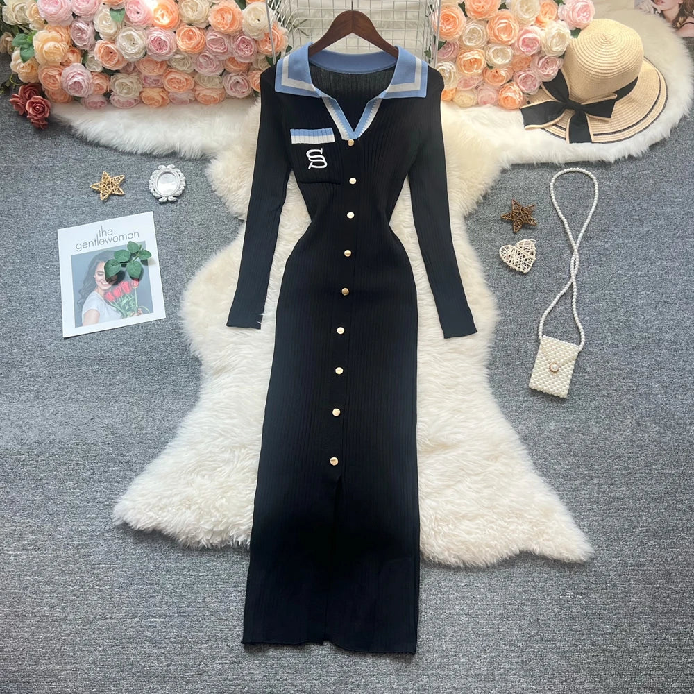 YuooMuoo Brand Fashion Summer Knitted Dress Women 2025 New Y2K Embroidery Long Bodycon Sweater Dress Streetwear Lady Vestidos