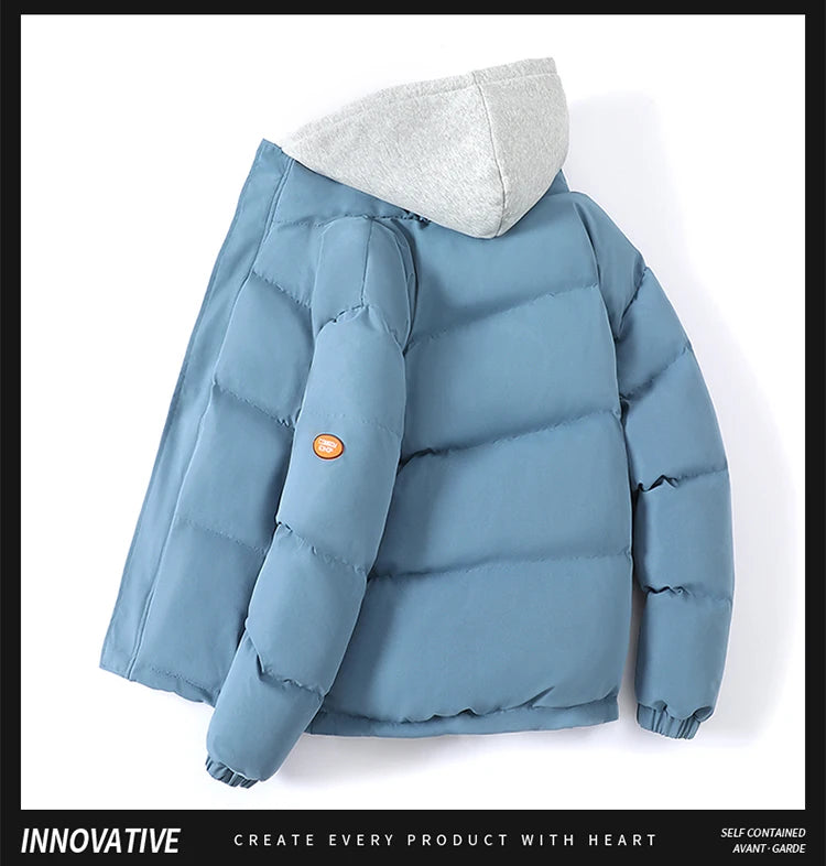 Outdoor Warm Snow Men's Long Coat Parkas Clothes New Fake Two-piece Cotton Jacket Men's Puffer Parka Winter Hooded Jacket