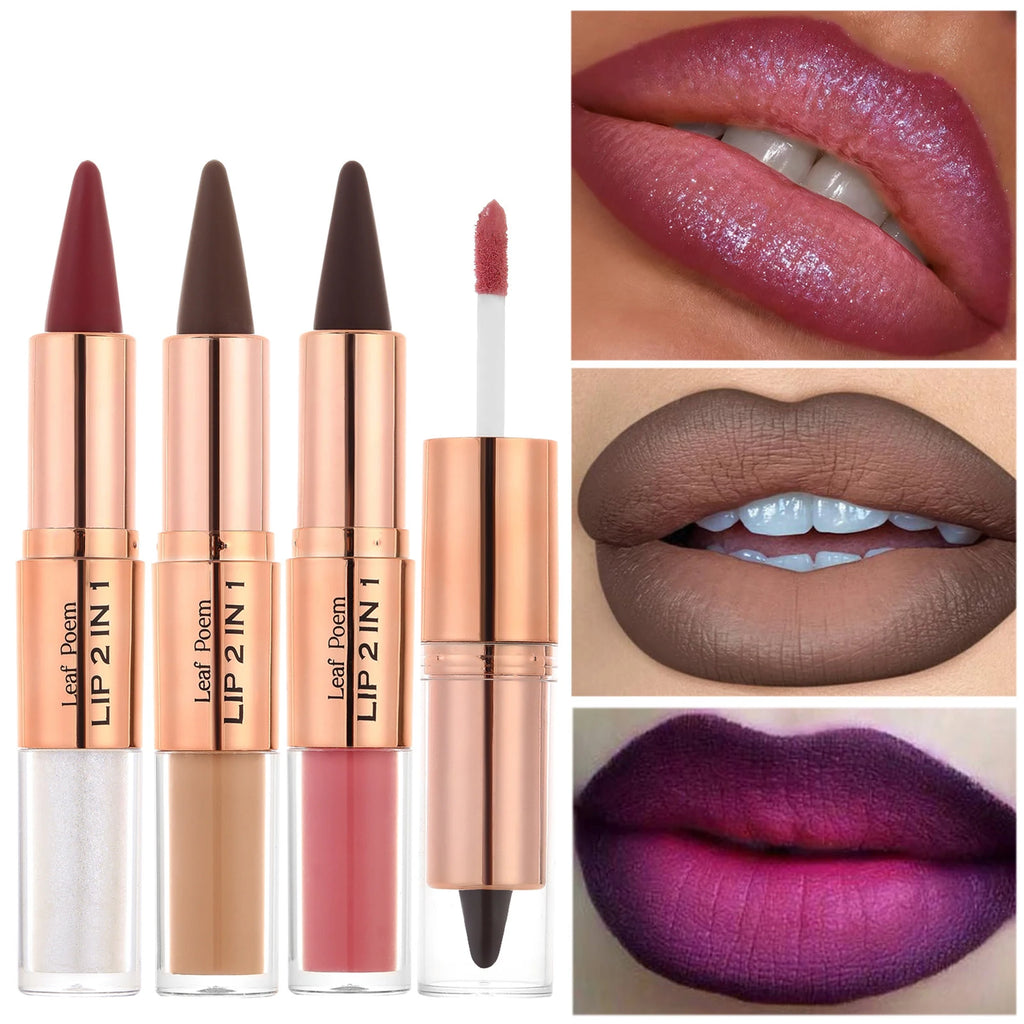 Tapered Gradient Lipliner Pen Black Brown Lip Gloss Matte Lip Liner Double Head Plumping Waterproof Lip Contour Non Stick Makeup