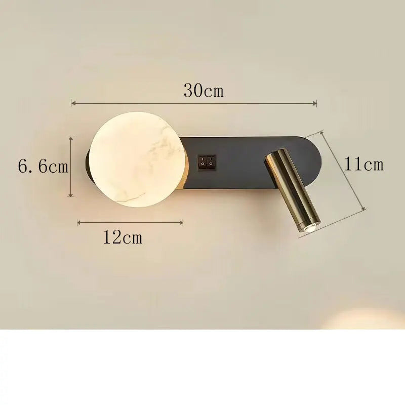 Nordic Modern Black and White Minimalist Wall Lamp Living Room Sofa Background Wall Decorative Lamp Light Luxury Bedroom Bedside