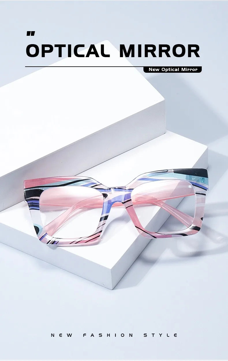 Customized Prescription Glasses Women Multi-Focal Progressive Photochromic Anti-Blue Light Myopia Hyperopia Lens Eyeglasses