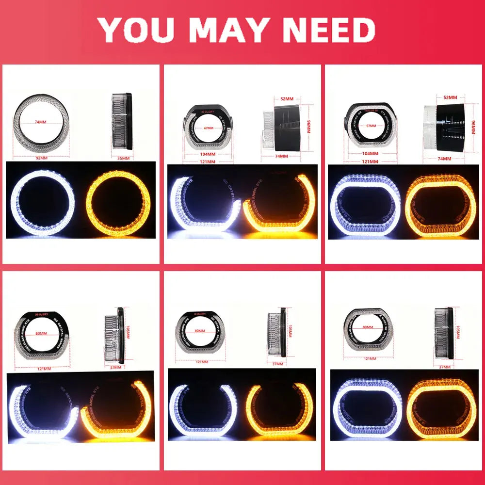 SANVI 110W F50 3.0 Bi LED Lenses with LED Angel Eyes Shrouds for Headlights Hella G5 3R Projector LHD RHD Car Light Retrofit