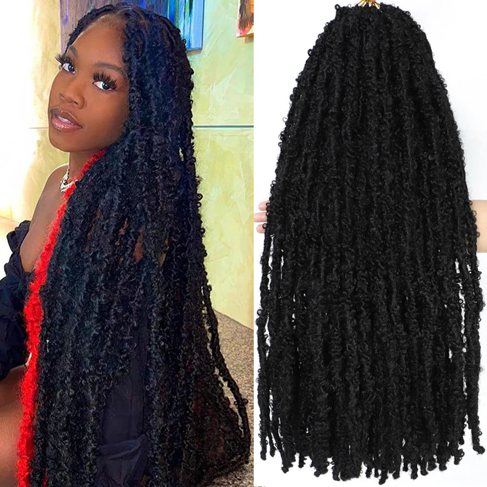 Butterfly Faux Locs Crochet Hair Super Long Prelooped Distressed Locs Soft Locs Crochet Hair For Black Women Crochet Braids Hair