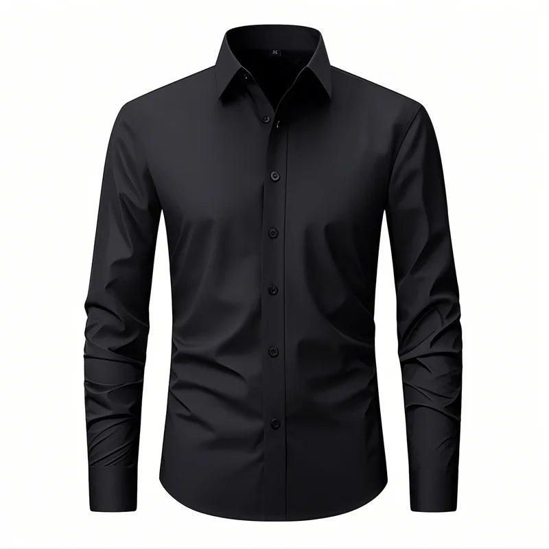 Men's Four-sided Elastic Solid Color Non-iron Shirt Anti-wrinkle Business Shirt