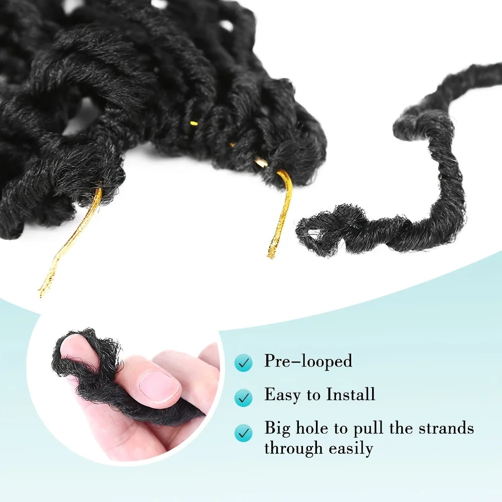 8Pcs Heat Resistant Dreadlock Crochet Hair Faux Locs 24 Inch Synthetic Extensions Black Soft Locs for Halloween and Christmas