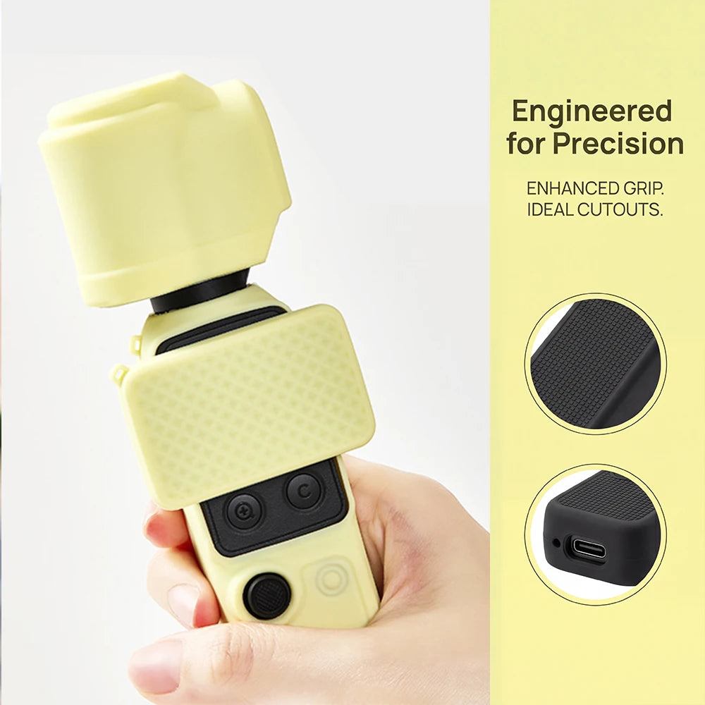 Case + Glass for DJI Osmo Pocket 4 Silicone Soft Protective Cover & Ultra-Clear Screen Protector Film for Pocket4 Accessories