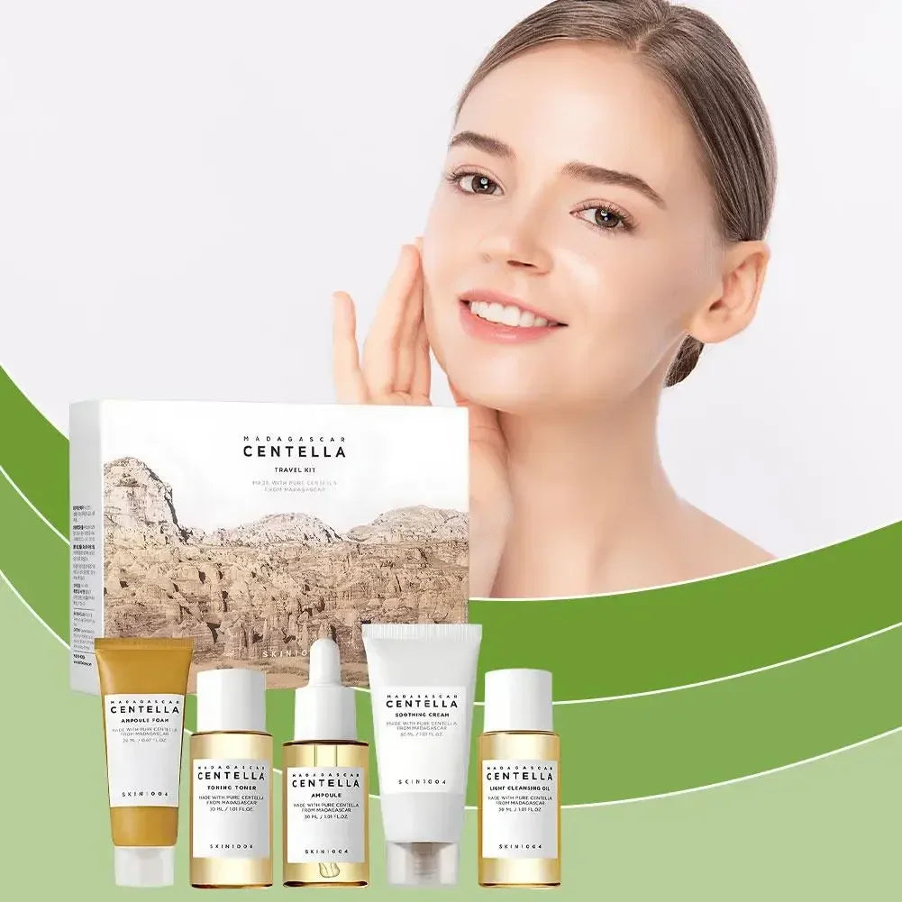 SKIN1004 Travel Set Centella Asiatica Skincare Set Cleansing Oil Foaming Lotion Ampoules Toner Face Cream Soothing Whitening Set