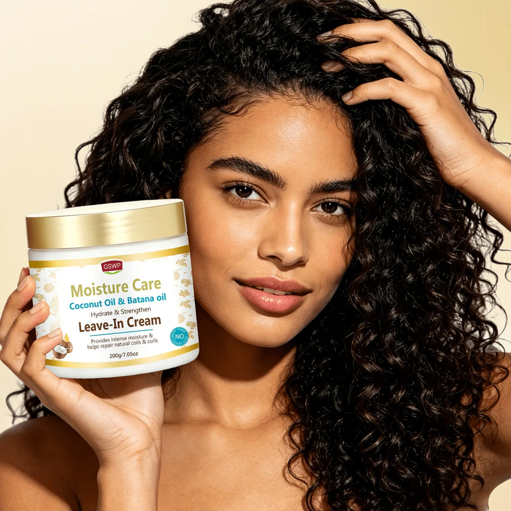 GSWP 2-IN-1 Coconut Oil & Batana Oil Leave-In Conditioner，Mends Dry, Frizzy, Split Ends, Fortifies Hair,Strengthen hair.7.05oz
