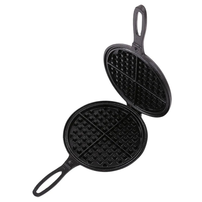 Household Kitchen 20cm Oven Safe Waffle Maker Cake Baking Pan Uncoated Cast Iron Waffle Mold Skillet