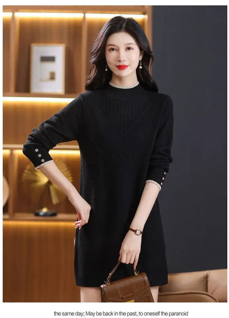 Women's Turtleneck Knitwear Top Long Sleeve Pullover Sweater Woman Clothing Fall Winter Knit Basic Blouse Wool Ladies Sweater