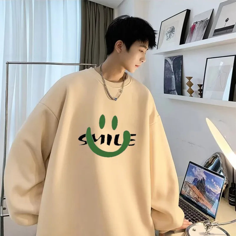 【M-8XL Sweatshirts】Men Oversized Sweatshirt Fashion Loose American Cartoon Dinosaur Dog Print Long Sleeve Couple Clothes