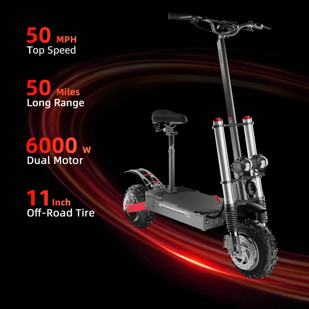 1200W-6000W SingleDual Motor Electric Scooter Adults 72V 60V 52V 48V Off Road Winter Snow Anti-Slip Foldable E-Scooter