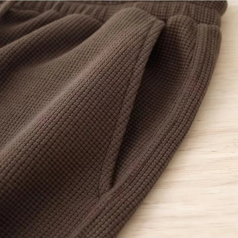 2026 New Men's Retro waffle fabric Casual Male Fashion Solid Sweatpants Harajuku Pants New Men Clothing ﻿