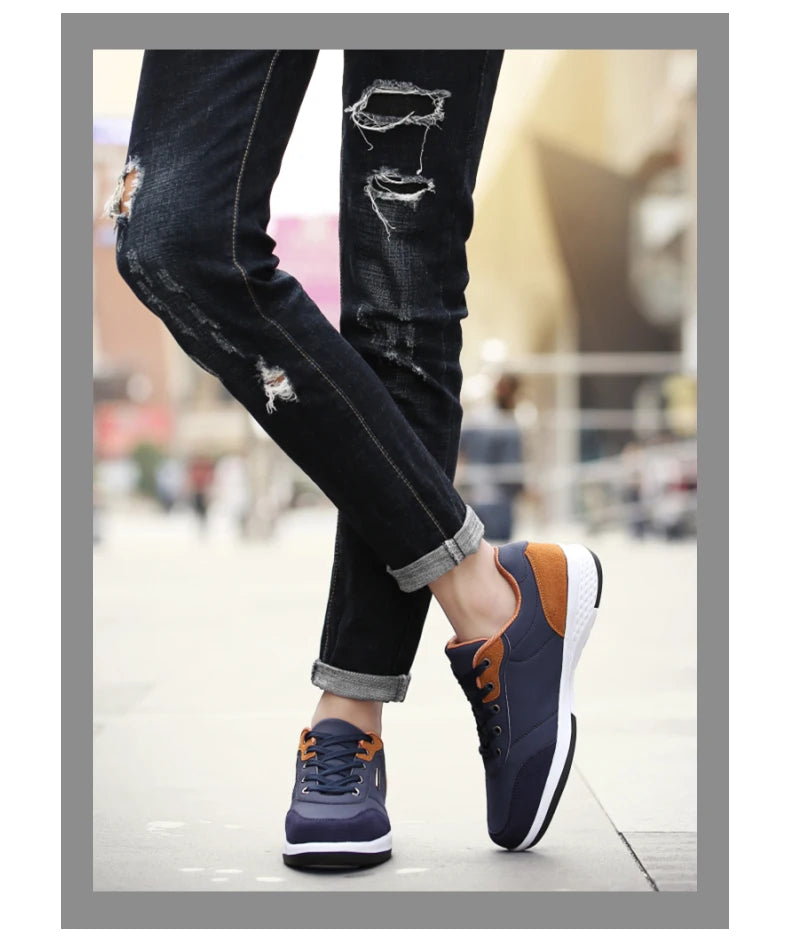 Men Shoes Sneakers PU Leather Trend Casual Shoes Fashion Breathable Leisure Male Sneakers Non-Slip Footwear Men Vulcanized Shoes