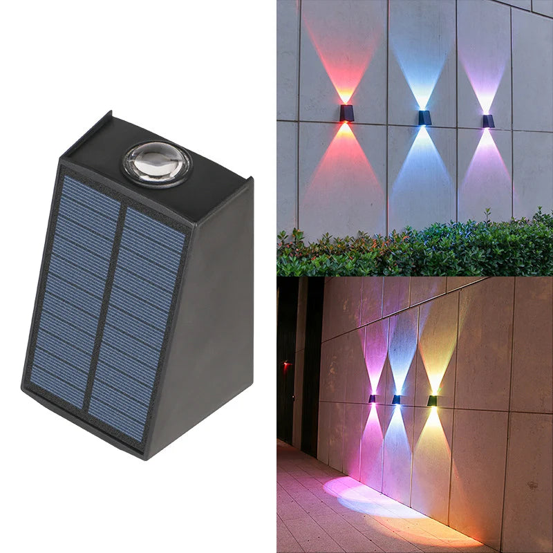 2LEDs Solar Outdoor Wall Lamp,Waterproof Atmosphere Lighting,Decorative Light for Garden Yard Porch Balcony Walkway Camping Deco