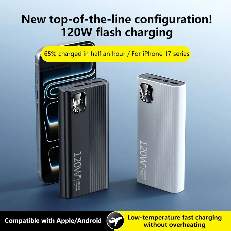 500000mAh Power Bank 120W Super Fast Charging Portable Mobile Power Digital Display Ultralarge Capacity External Battery 2026