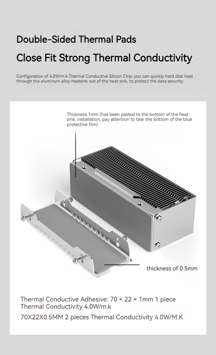 TEUCER M.2 SSD Heat Sink M2 2280 NVME Cooler Kit Dual Heat Tube Aluminum Copper Material PC Solid State Drive Radiator
