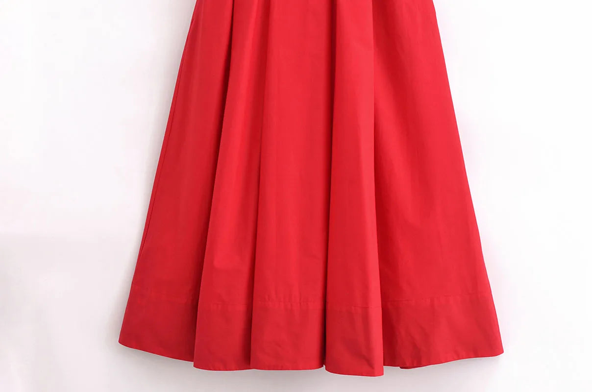 Women Long dress With Belt Spring Poplin Lady Short Sleeve Dress Pocket Women's Midi Dress Side Zipper Female Dresses