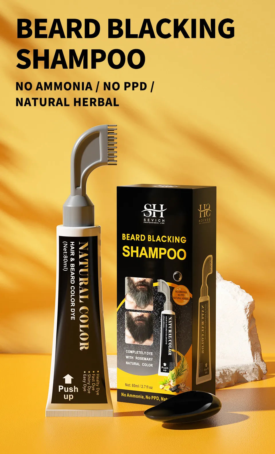 Rosemary Black Beard Dye Cream With Comb 3 Minutes Fast Instant Hair Dye Shampoo Herbal Extract Beard Cover Permanent Hair Dye
