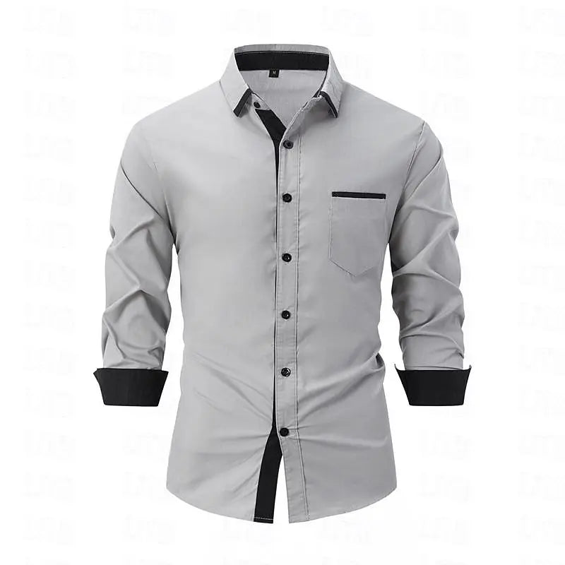 New men's business casual combination loose long sleeved pocket shirt autumn casual shirt