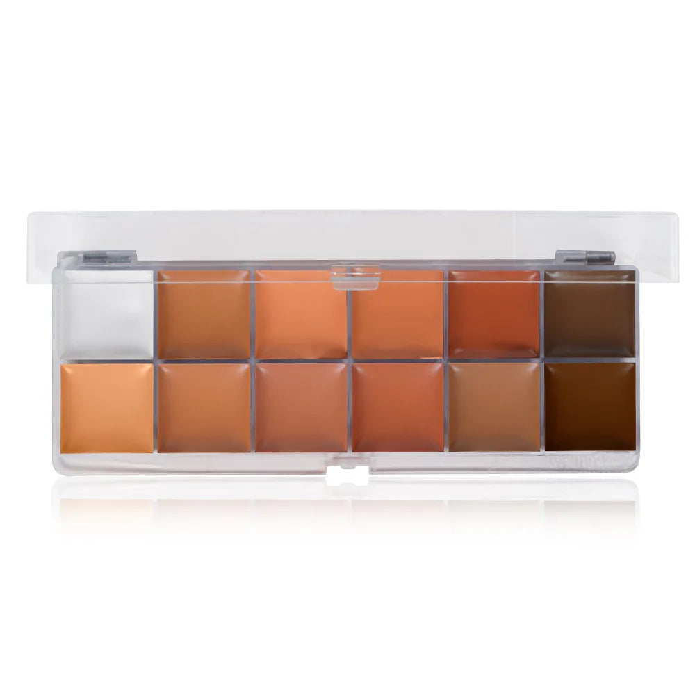 12 Color Concealer Palette for Dark Skin Full Coverage Waterproof Contouring Face Makeup Bridal Wedding Day Photo Ready