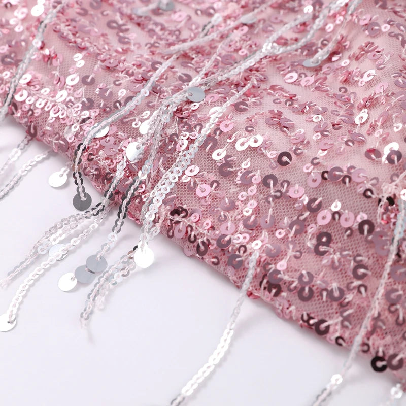 Sexy Tassel Sequins Vest Mini Skirt Women Crop Sling Vests Short Hip Package A-line Skirts 2026 Summer Lady Beach Party Outfits