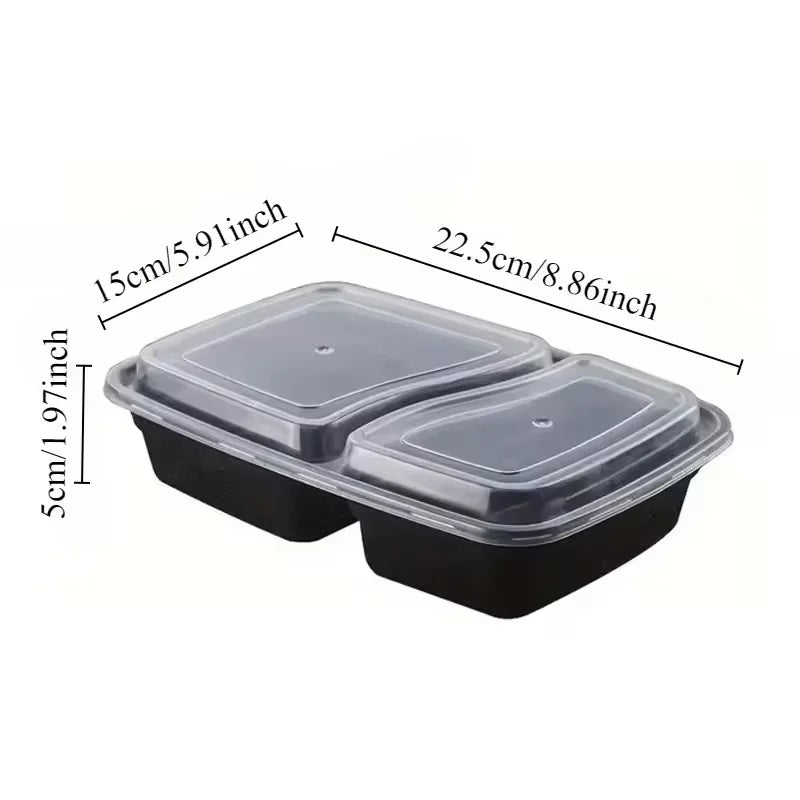 10/20PCS Disposable Plastic Two Compartment Lunch Box With Lid Fast Food Box Portable Lunch Container Suitable Dinner Party