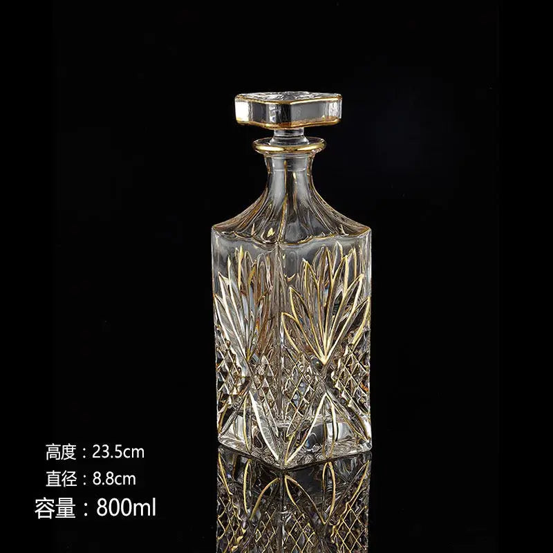 DSA crystal glass wine bottle gold-painted creative household whiskey bottle with lid white red wine decanter