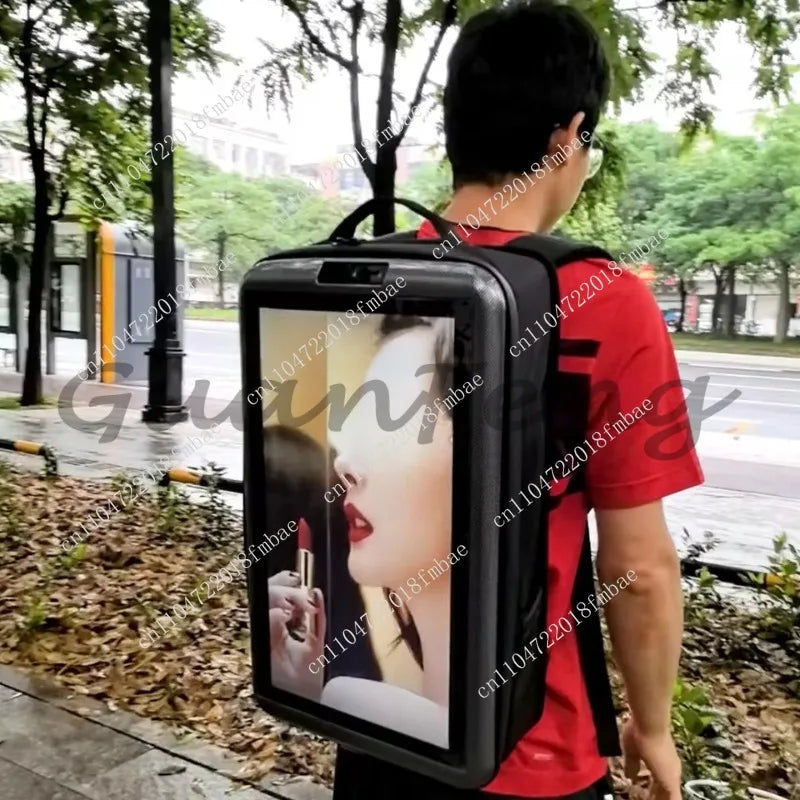 Android Backpack Advisement Player Mobile Outdoor Backpack LCD Screen Battery Powered Supply Backpack Advertising LED Screen Bag