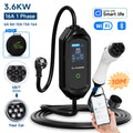 AFYEEV 3600W Portable Type1 SAE J1772 EV Charger GBT Electric Car Charger EVSE Charging Cable EU Plug WiFi Bluetooth APP Control