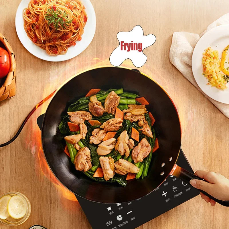 110V 220V Electric Induction Cooker, 10 Gear Touch Control Black Crystal Panel Timing Hotpot Stove