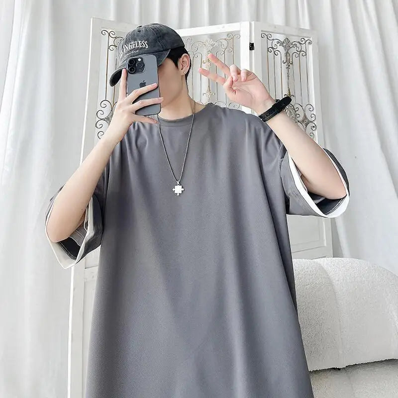Men's Solid Color 2-Piece Outfit Short Sleeve T-Shirt & Drawstring Elastic Waist Shorts Set Casual Lounge & Streetwear Clothing