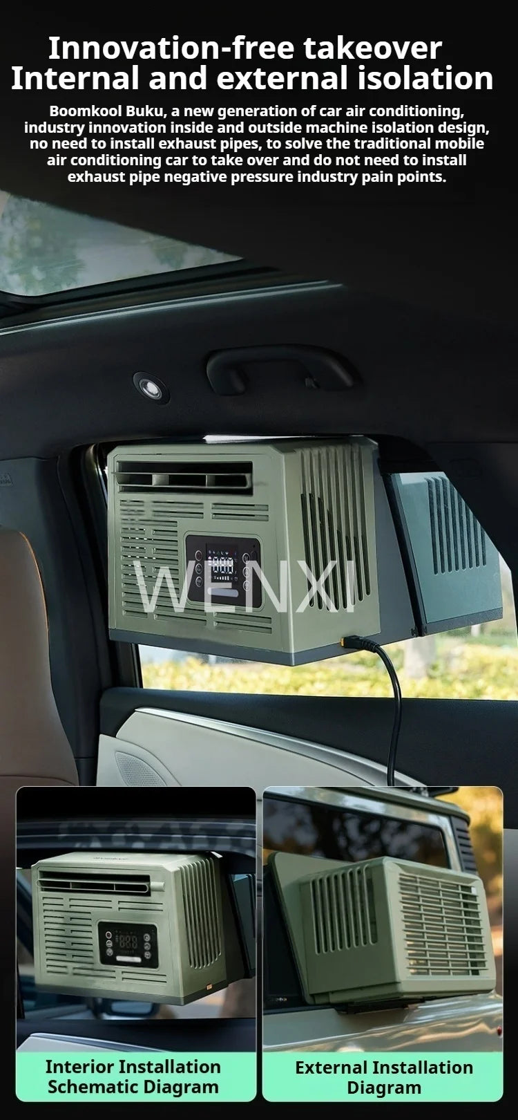 Small Portable Car Energy Saving Air Conditioner Ductless Hassle -Free Portable Parking Air Conditioner for Car Window Mounting