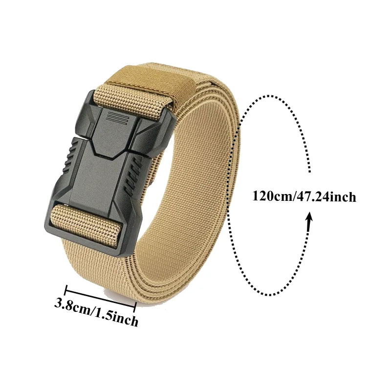 Men’s Minimalist Alloy Automatic Tactical Belt  Outdoor Casual Versatile Sturdy and Durable Workwear Stretch Waist Belts