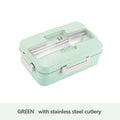 Microwave Lunch Box Wheat Straw Bento Box With Dinnerware Food Storage Container Children Kids School Office Portable Bento Box