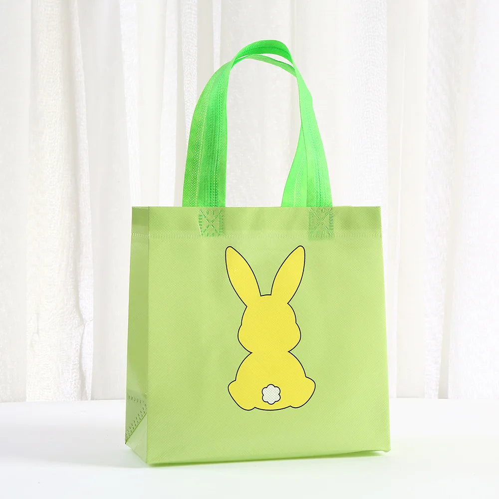12/30pcs Easter Bunny Gift Bags Colorful Non-Woven Fabric Bags for Easter Party Treats Goodies and Small Gifts Candy Egg Bags