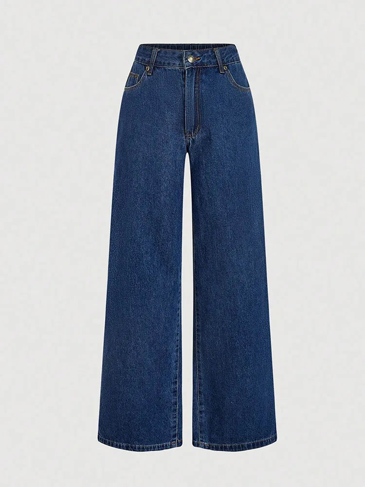 Retro Denim Pants Sets for Women Fashion Sleeveless Single Breasted Halter Tops High Waist Loose Jeans Simple Trend Casual Suits
