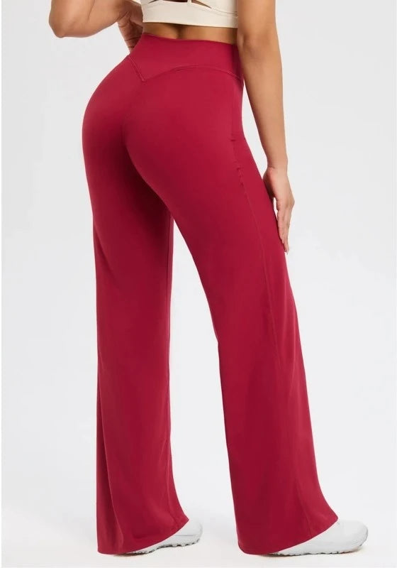 2026 C-B Women High Waist V Back Scrunch Straight Leg Yoga Pants Naked Feel Tummy Control Stretch Gym Pilates Sports Trousers