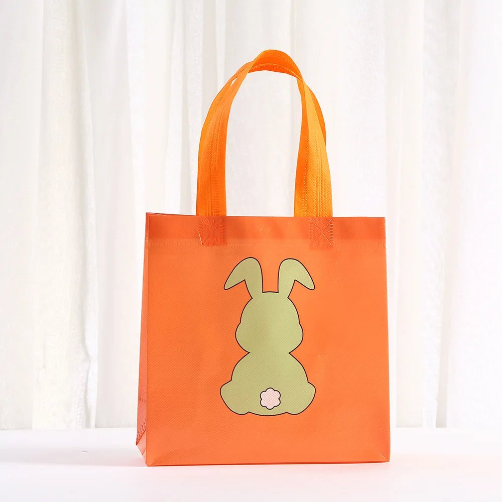 12/30pcs Easter Bunny Gift Bags Colorful Non-Woven Fabric Bags for Easter Party Treats Goodies and Small Gifts Candy Egg Bags