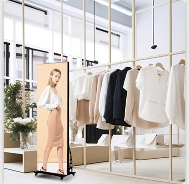 LED Display Poster Screen, Indoor Vertical Advertising Screen, Movable Folding, Exhibition Promotion