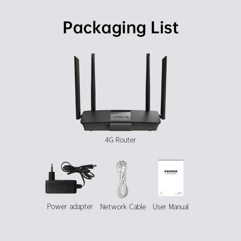 Plery 1200Mbps 4G LTE Cat6 Router 2.4+5.8GHz WiFi5 Wireless 5*Gigabit Ports VPN Support Nano SIM/eSIM Card 4G Routers EU Plug