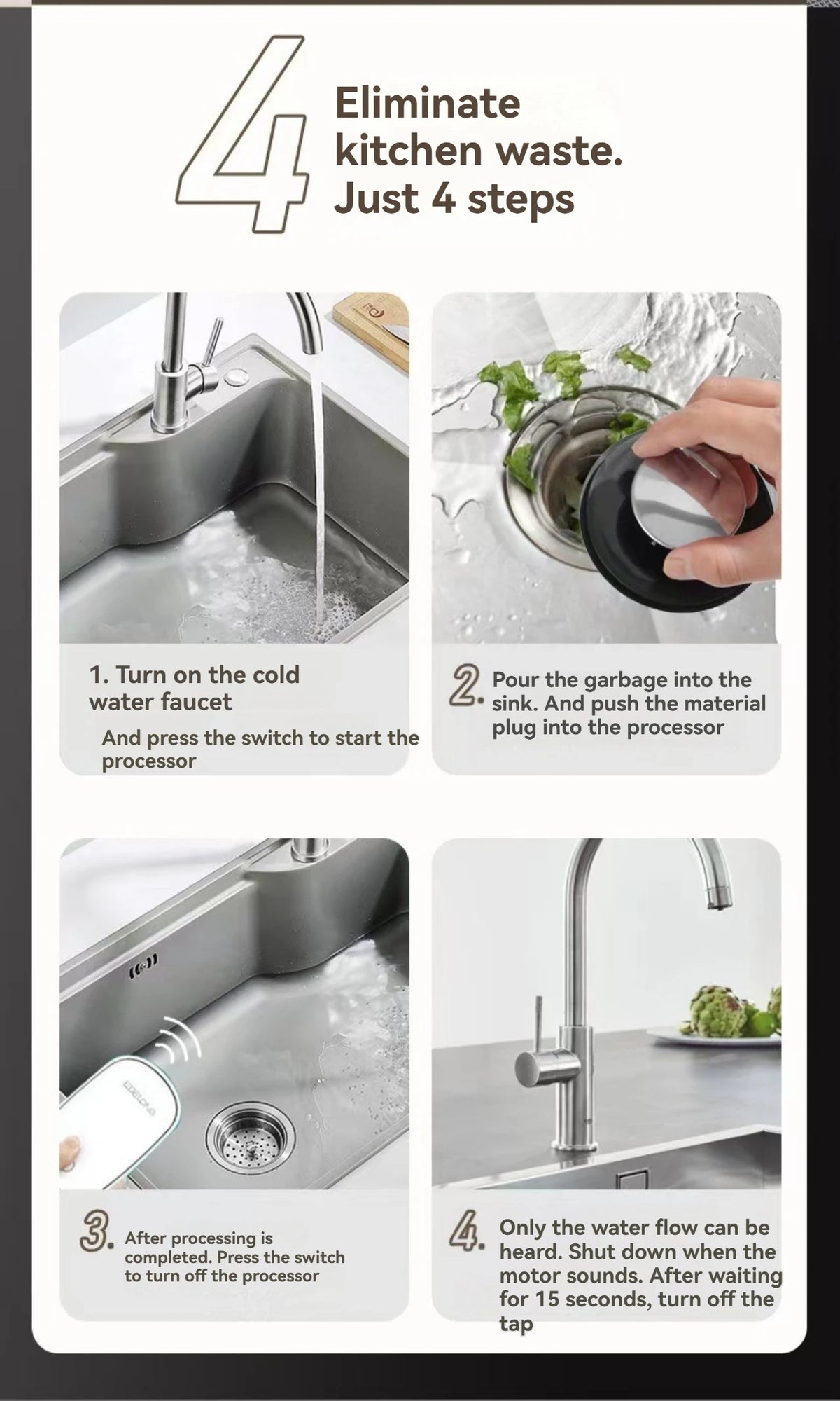 Kitchen Waste Disposer, Household Food Grinder, High-power Kitchen Waste Disposer