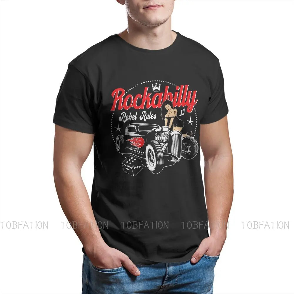 Rockabilly Music Hot Rod Sock Hop Dance Vintage Rock and Roll Essential T Shirt Vintage Cotton Men Tees Harajuku Crewneck TShirt